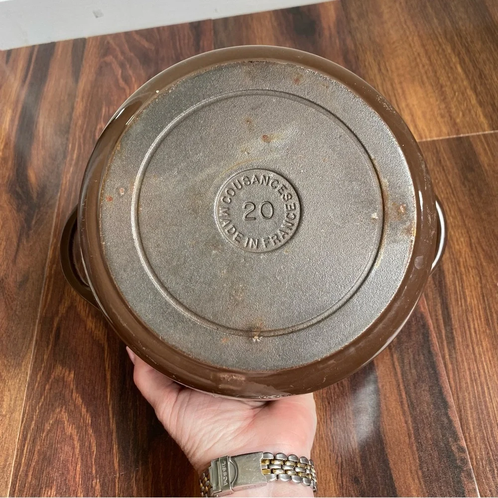 VTG Le Creuset Doufeu Cousances #20 Brown Ceramic Cast Iron Pot Dutch Oven